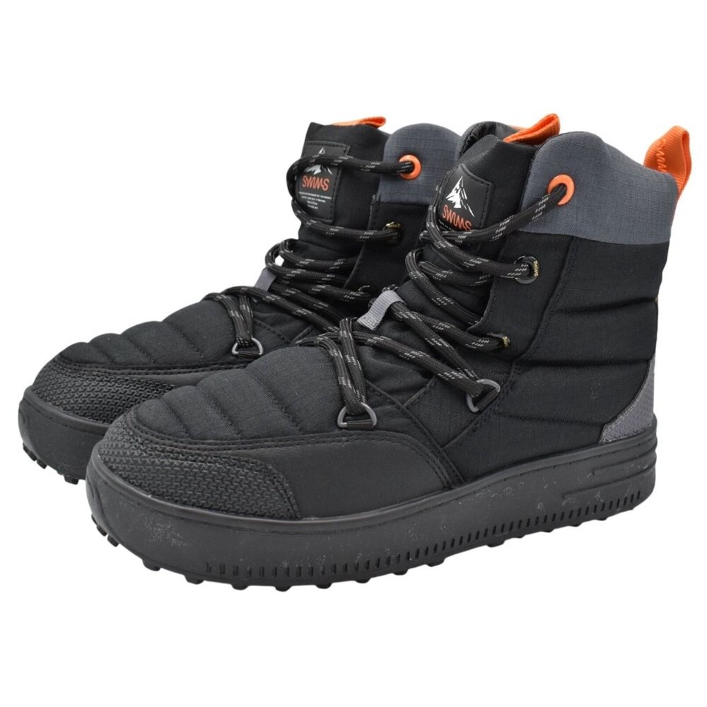 SWIMS Womens 9 Snow Runner Black‎ Orange Insulated High-Top Lace-Up Snow Boots